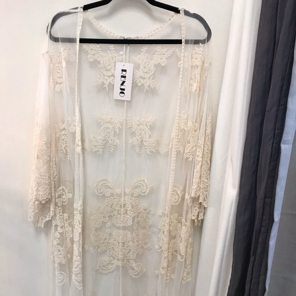 Cotton lace cream duster